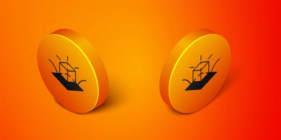 Isometric 3d modeling icon isolated on orange background. Augmented reality or Stock Illustration
