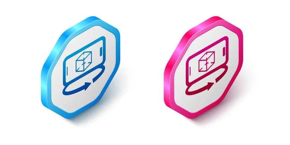 Isometric 3d modeling icon isolated on white background. Augmented reality or Stock Illustration