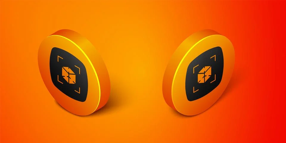 Isometric 3d modeling icon isolated on orange background. Augmented reality or Stock Illustration