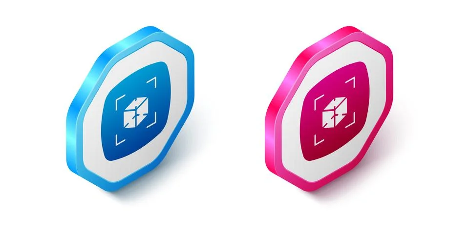 Isometric 3d modeling icon isolated on white background. Augmented reality or Stock Illustration