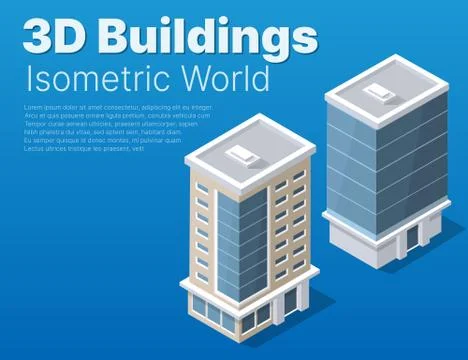 Isometric 3d module block district part of the city Stock Illustration