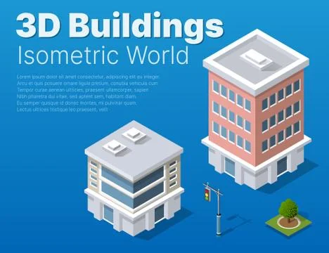 Isometric 3d module block district part of the city Stock Illustration