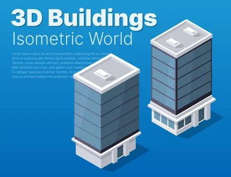 Isometric 3d module block district part of the city Stock Illustration