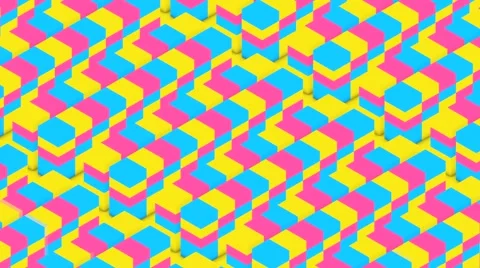 Isometric 3D Neon Blocks Stock Footage 64651788