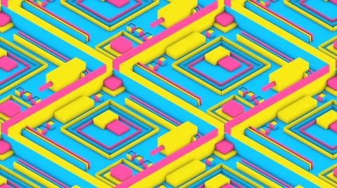 Isometric 3D Neon Elements Stock Footage 64651955