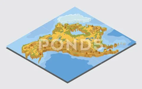 Isometric 3d North America physical map elements. Build your own geography in Stock Illustration