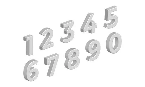 Isometric 3D Numbers Isolated on White Background Stock Illustration