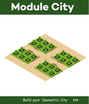 Isometric 3d park with a green 스톡 일러스트