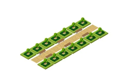 Isometric 3d park with a green イラスト素材