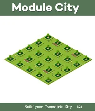 Isometric 3d park with a green Illustrazione stock