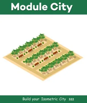 Isometric 3d park with a green Ilustração Stock