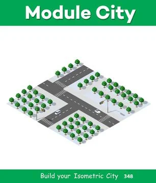 Isometric 3d park with a green Illustrazione stock