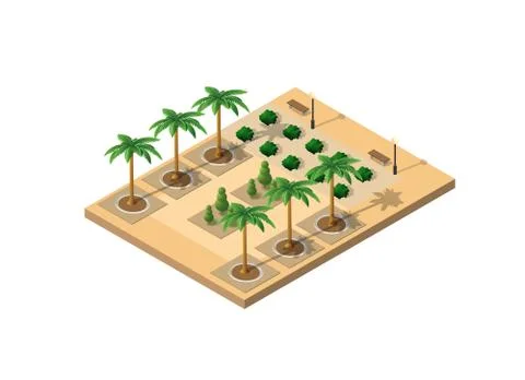 Isometric 3D park 스톡 일러스트