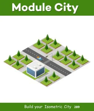 Isometric 3D park with trees Ilustración de archivo