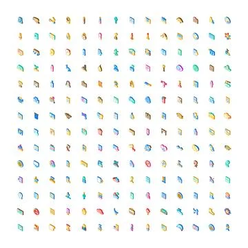 Isometric 3d pixel art web icons collection Illustrazione stock