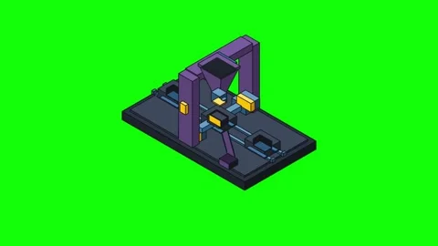 Isometric 3D Printer Animation on Green Screen Stock Footage 348191420