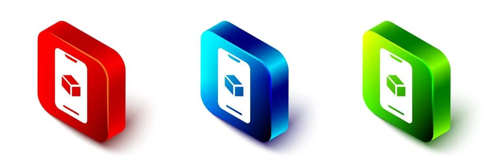 Isometric 3D printer software icon isolated on white background. 3d printing Ilustração Stock