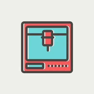 Isometric 3D printer thin line icon Stock Illustration