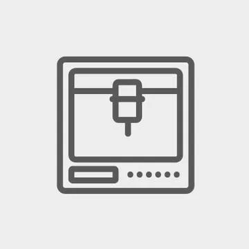 Isometric 3D printer thin line icon 스톡 일러스트