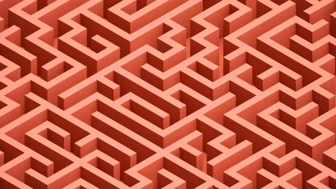 Isometric 3d red maze looping background Vídeo Stock 141834851