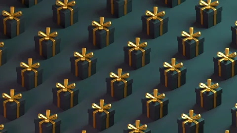 Isometric 3d render animation of rotating gift boxes pattern. Stock Footage 287652424
