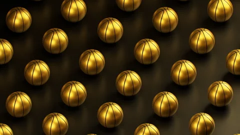 Isometric 3d render animation of rotating basketball balls pattern. Video stock 294633801