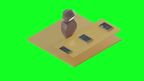 Isometric 3D render on Green background. Ai Machine Learning Robot Stock Footage 152471730