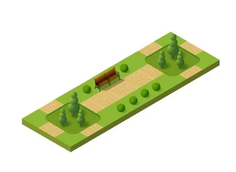Isometric 3D set park Stock Illustration