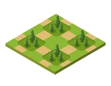 Isometric 3D set park Ilustración de archivo