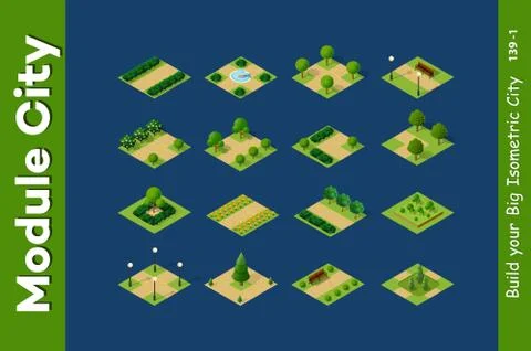 Isometric 3D set park Ilustración de archivo