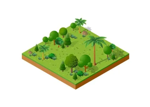 Isometric 3D set park Ilustración de archivo