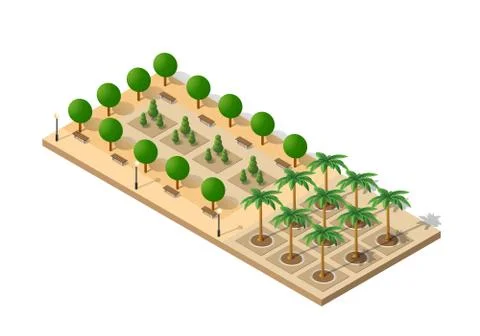 Isometric 3D set park Stock Illustration