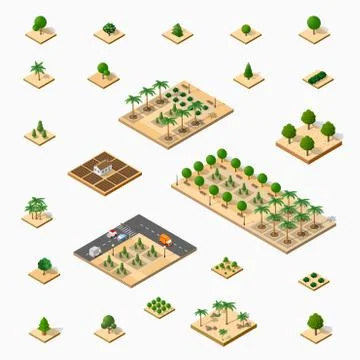 Isometric 3D set park Stock Illustration