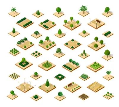 Isometric 3D set park Illustrazione stock