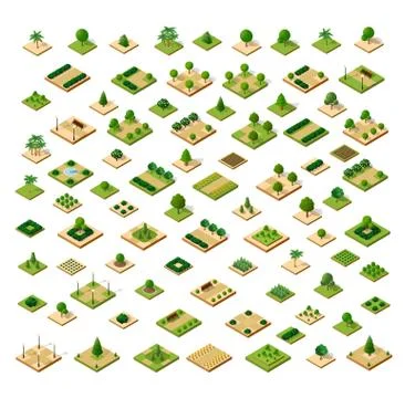 Isometric 3D set park Ilustración de archivo