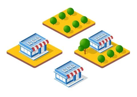 Isometric 3D shop Illustrazione stock