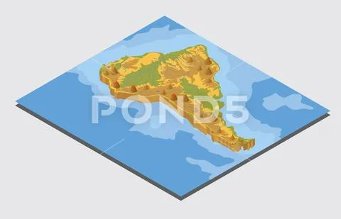 Isometric 3d South America physical map elements. Build your own geography in Stock Illustration