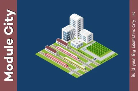 Isometric 3D transport train Stock Illustration