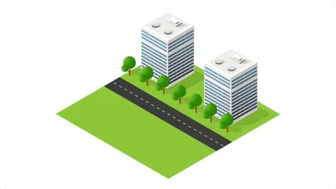 Isometric 3d trees forest camping nature elements Stock Footage 170897312