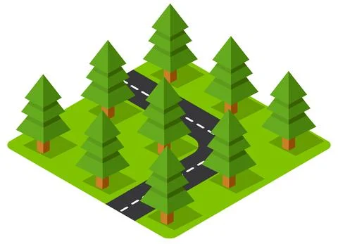 Isometric 3d trees forest camping nature elements イラスト素材