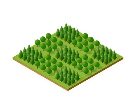 Isometric 3d trees forest camping nature elements Stock Illustration