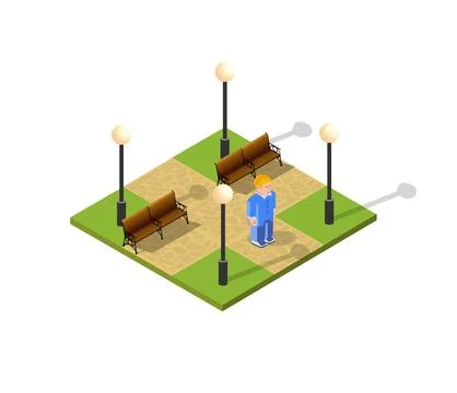 Isometric 3d trees forest camping nature elements Stock Illustration