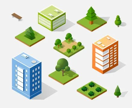 Isometric 3d trees 스톡 일러스트