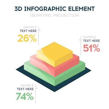 Isometric 3D vector chart, pyramid diagram Stock Illustration