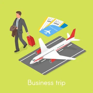 Isometric 3d vector concept of business trip. Stock Illustration