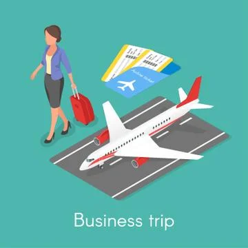 Isometric 3d vector concept of business trip. Stock Illustration