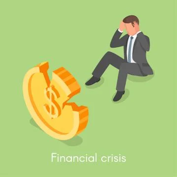 Isometric 3d vector concept for financial crisis. Stock Illustration