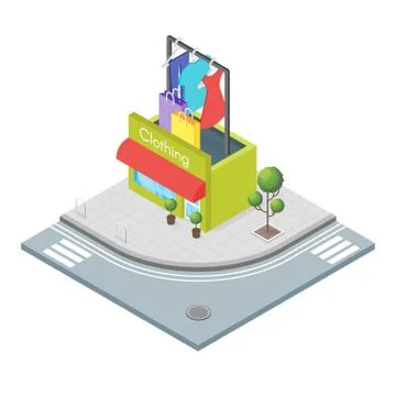 Isometric 3d vector illustration of clothing store. Stock Illustration