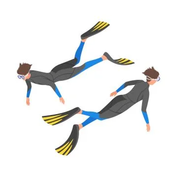 Isometric 3d vector illustration of diver Stock Illustration