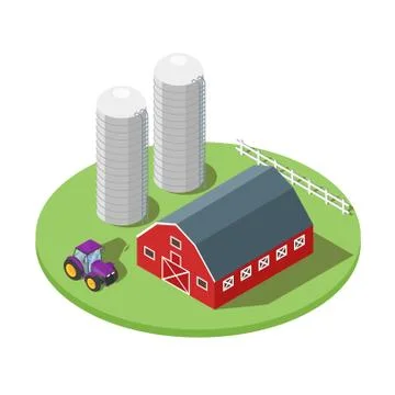 Isometric 3d vector illustration of farm. Stock Illustration